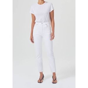 Agolde Riley High Rise Straight Crop Jeans in Sour Cream 24
